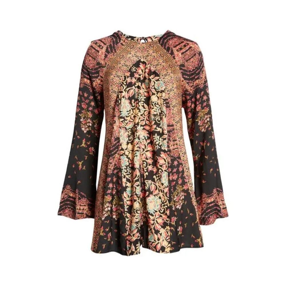 Free People Stevie Printed Long Sleeve Tunic Dress